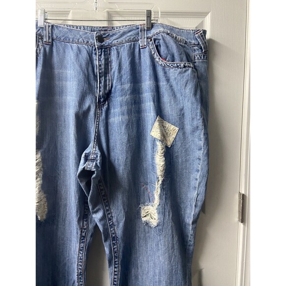 Lane Bryant Venezia Boot Cut Jeans Women's 28 Embellished Patchwork Distressed - Picture 3 of 9